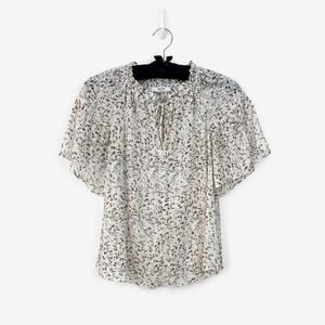Zapa Paris Floral Blouse Large Cream Flowy Boho Chic Romantic French Girl Summer